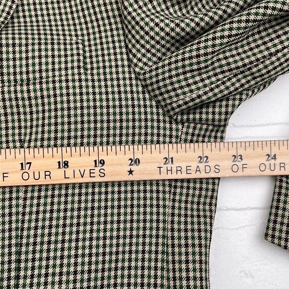 Oradinum Blazer Men 44 Tan Green Houndstooth Double Breasted Polyester Romainia‎ - Picture 11 of 16